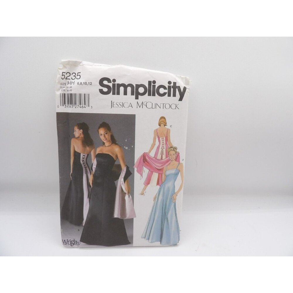 Simplicity Pattern #5235 Size 6-12 Unused, Uncut, Jessica McClintock Gown ©2004